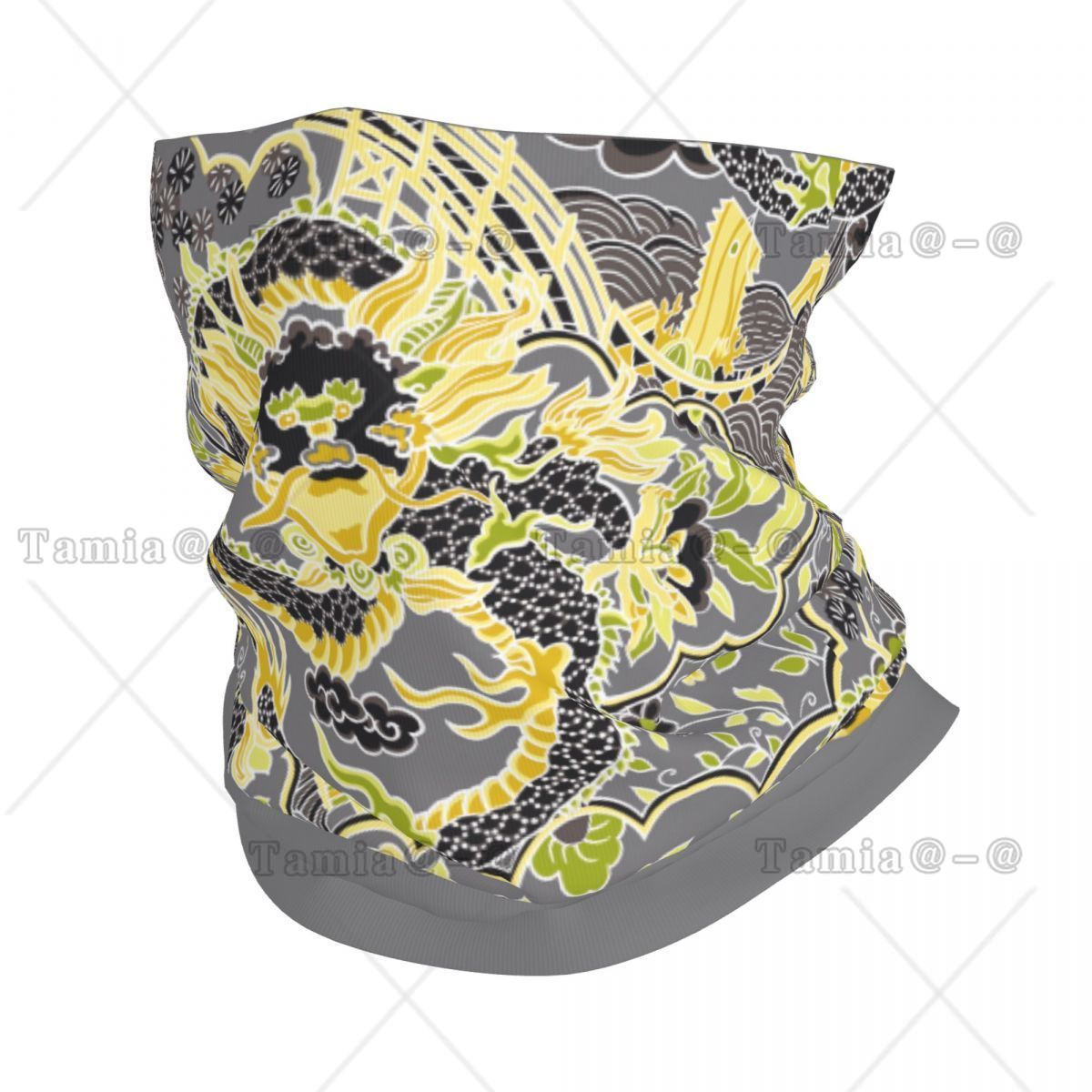 Neck Warmer Tube - Custom Antique Chinoiserie Imperial Dragon Bandana