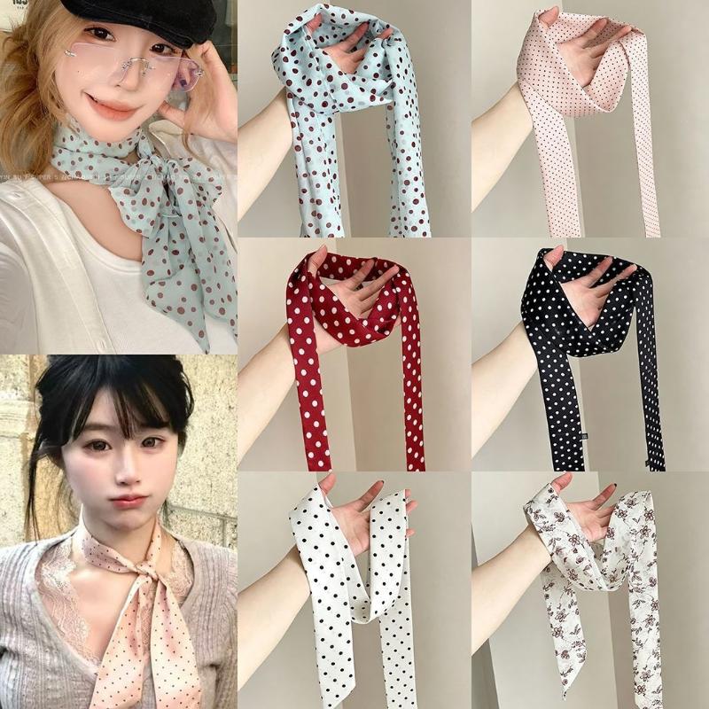Head Wrap Turban - Polka Dot Floral Print Silk Scarf