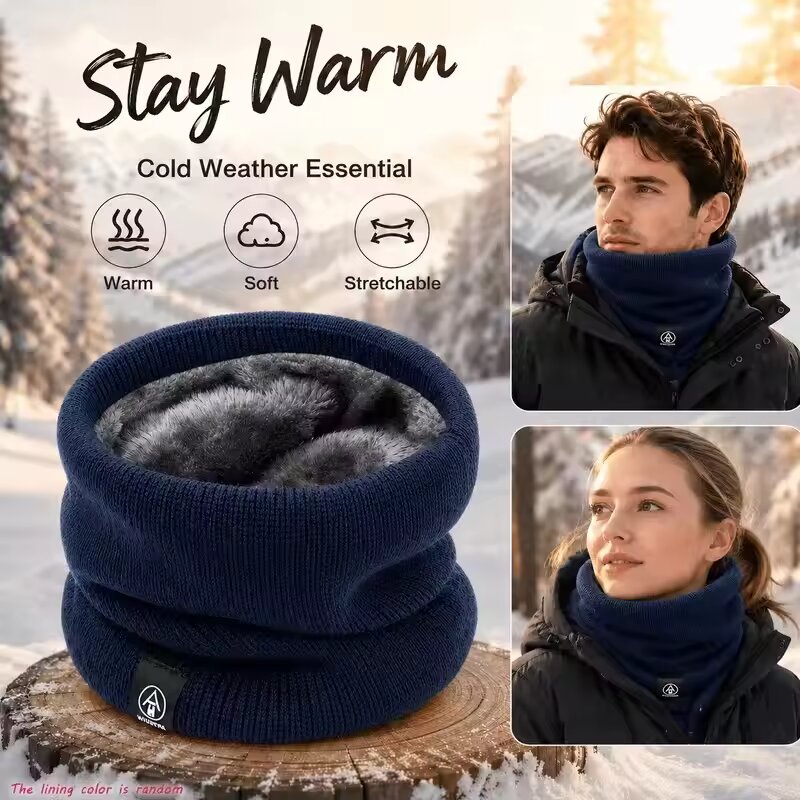 Winter Warm Knitted Neck Scarf - Muffler Men Wool 评论和价格