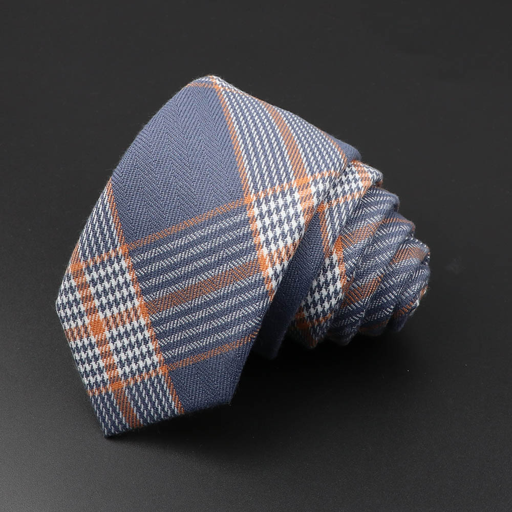 Classic Black Grey Plaid Cotto - Skinny Tie Men 评论和价格