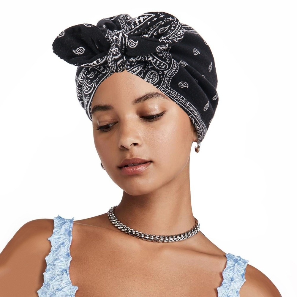 Satin Lined Bandana Turban Hat - Bow Tie Pre Tied 评论和价格