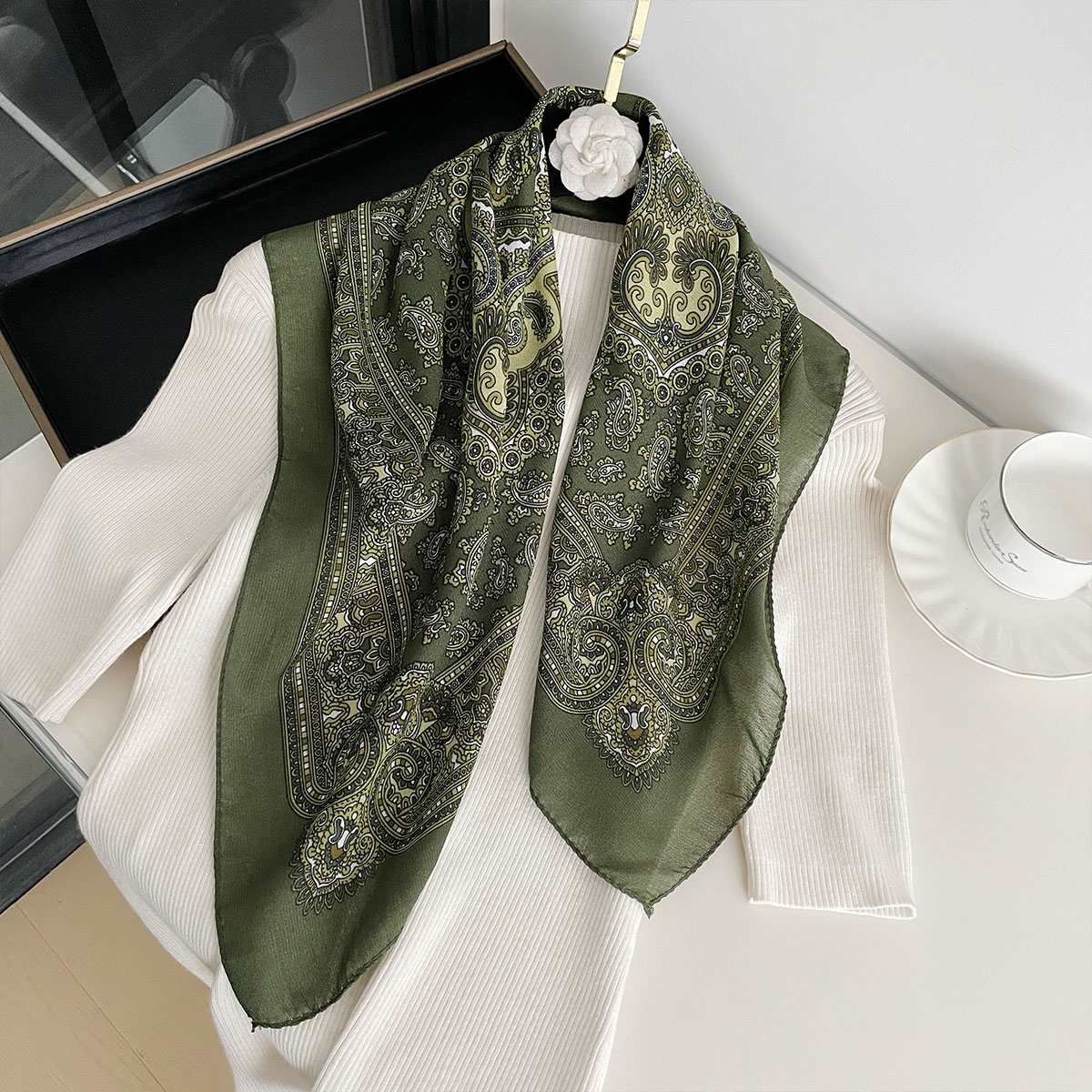 New Fashion 70X70cm Women's Sc - Bandana Cotton 评论和价格